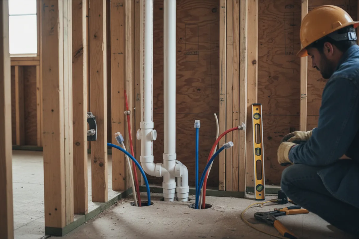 Drain and supply rough-in during Leak Detection in Six Mile Run